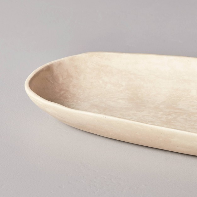 Artisan Handcrafted Decorative Oval Tray Cream With Magnolia