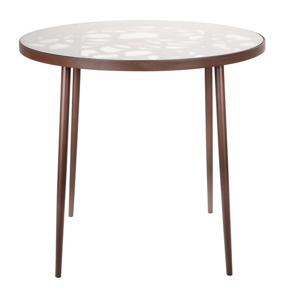 LeisureMod Devon Round Glass Top Aluminum Base Outdoor Dining Table