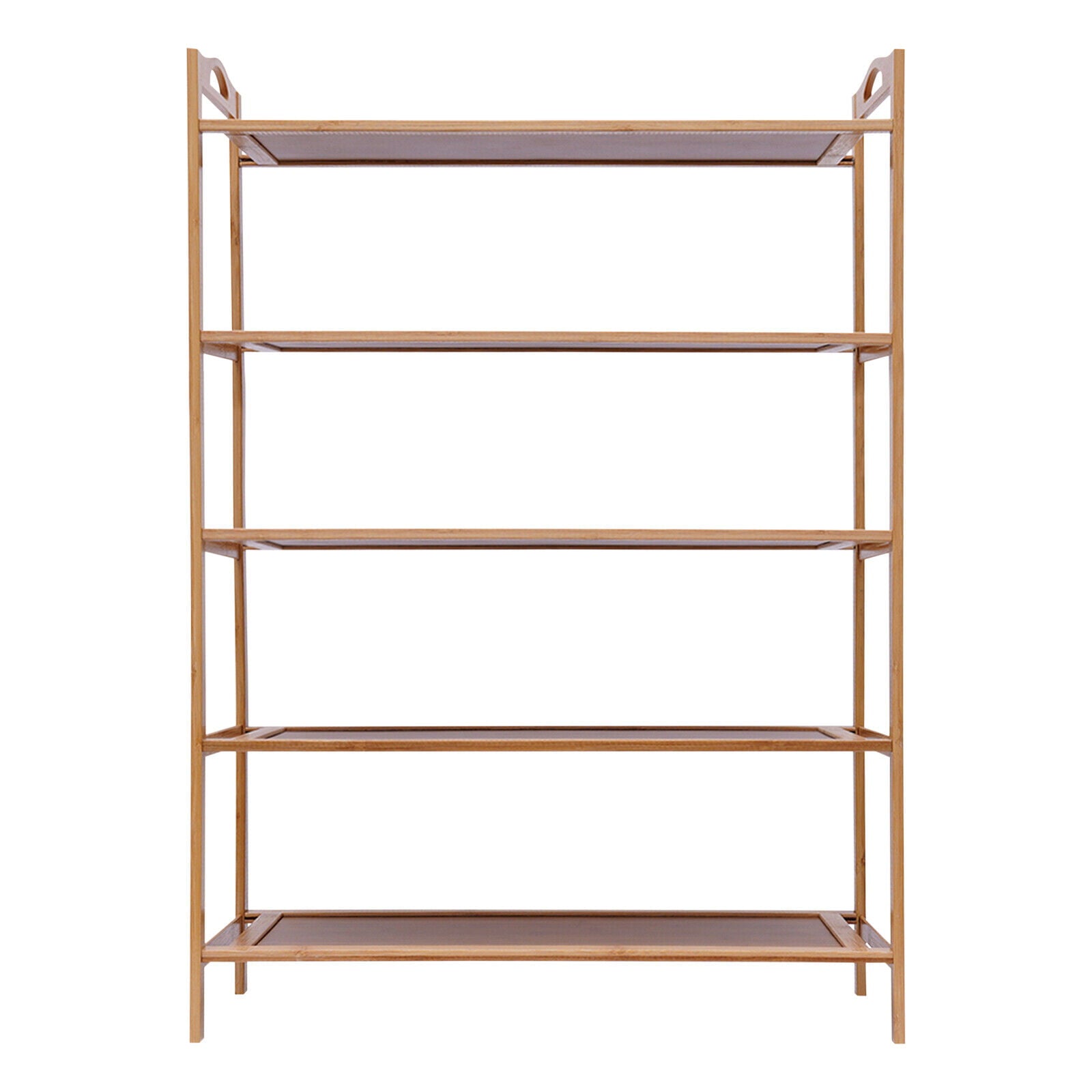 Miumaeov 5 Tier Shoe Rack Bamboo MDF Entryway Shoe Shelf Cabinet Shoe Storage Organizer