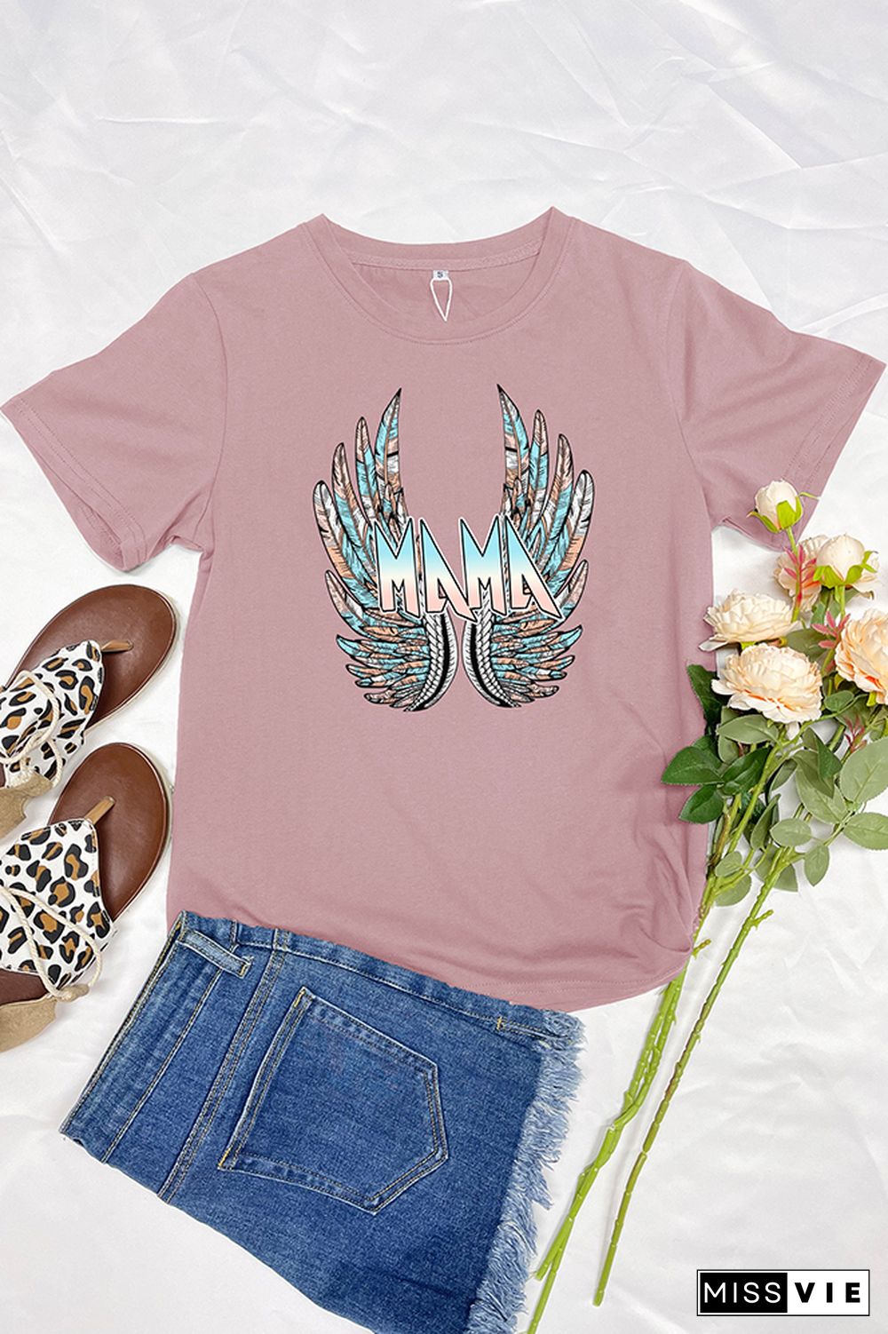 MAMA with Wings Short Sleeve Graphic Tee Wholesale