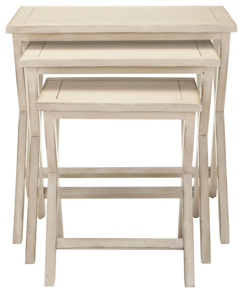 Beth Stacking Tray Tables White Birch   Farmhouse   Side Tables And End Tables   by Virgil Stanis Design  Houzz