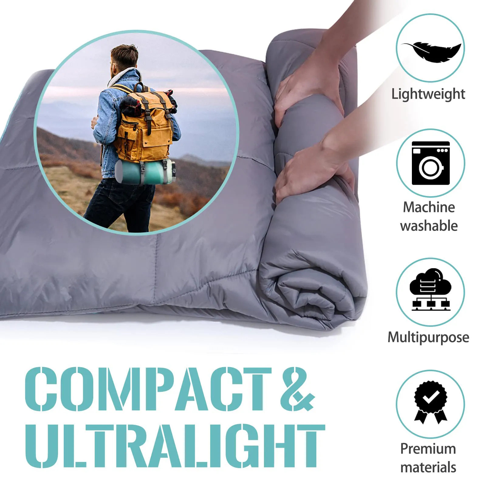 Waterproof and Warm Lightweight Packable Pufffy Blanket Outdoor Down Puffy Blanket Hiking Camping Blankets