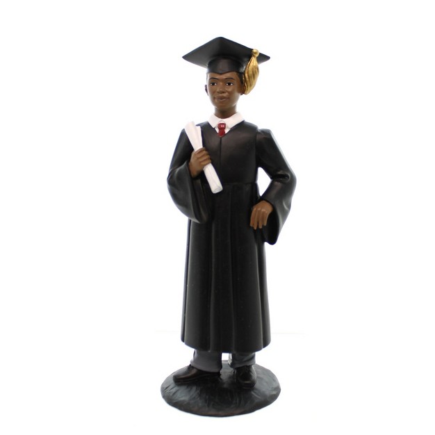 Black Art Male Graduate One Figurine 8 25 Inches Collage High School 17148 Polyresin Black