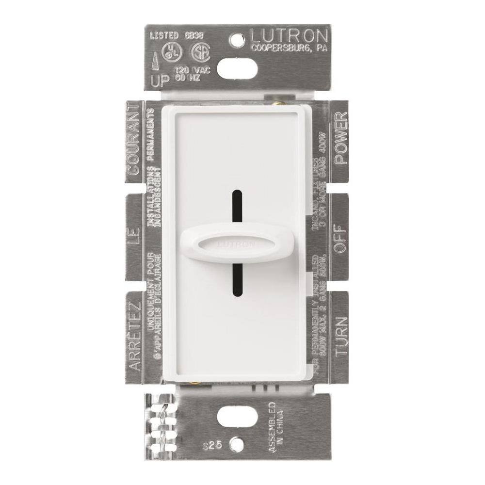 Lutron Skylark Dimmer Switch Slide-to-Off 600-Watt IncandescentSingle-Pole White (S-600-WH) S-600-WH