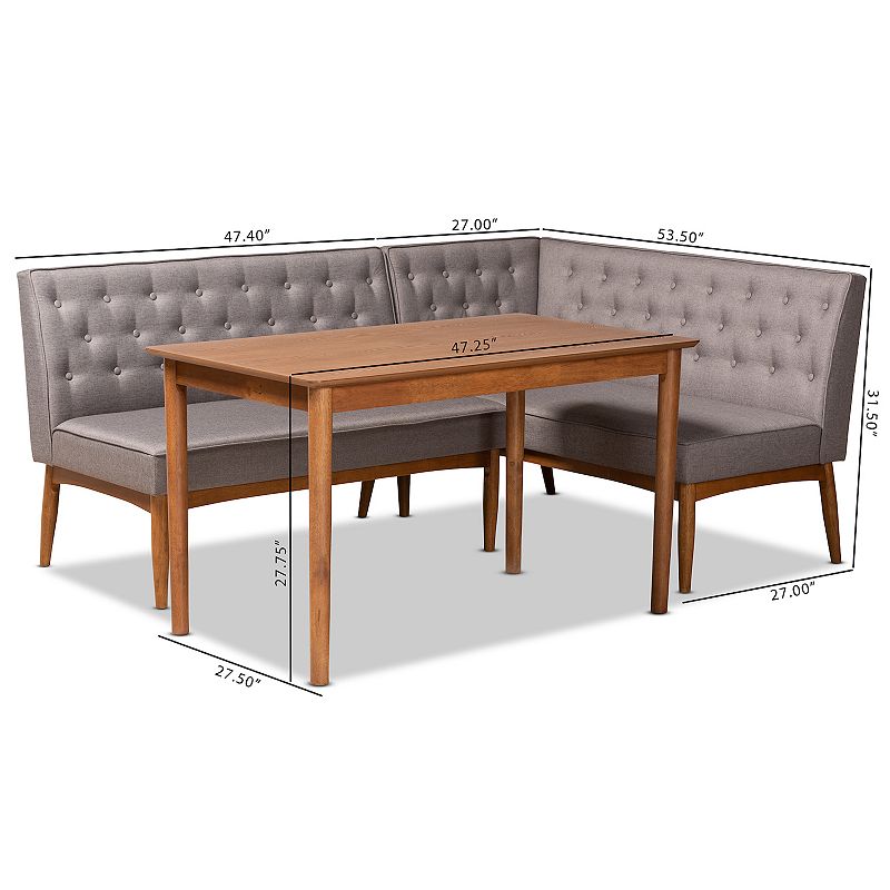 Baxton Studio Riordan Dining Nook 3-piece Set