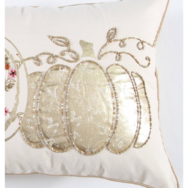 Oversized Pumpkins Lumbar Throw Pillow Natural Rizzy Home