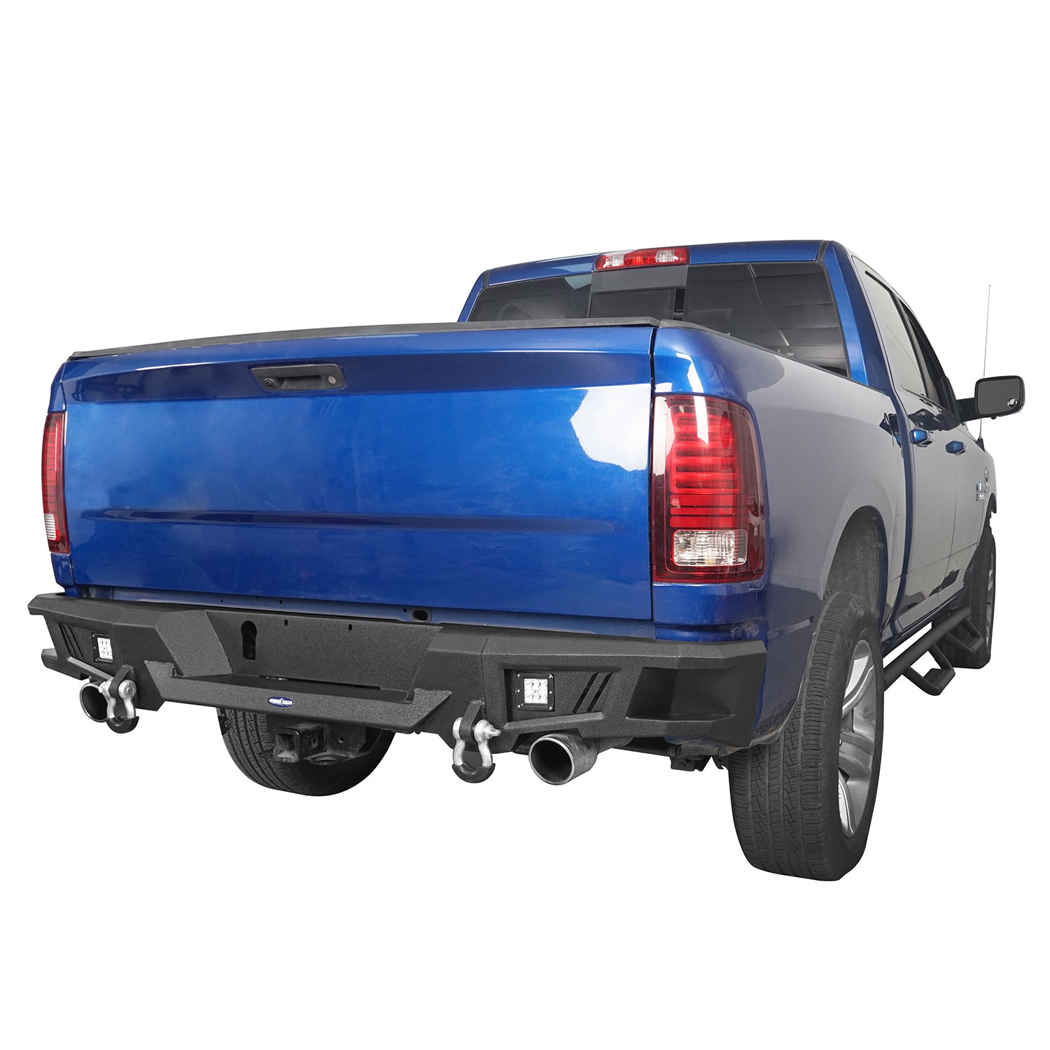 Hooke Road Rear Bumper Fit Dodge Ram 1500 2009-2018 with License Plate Hole and LED Spotlights