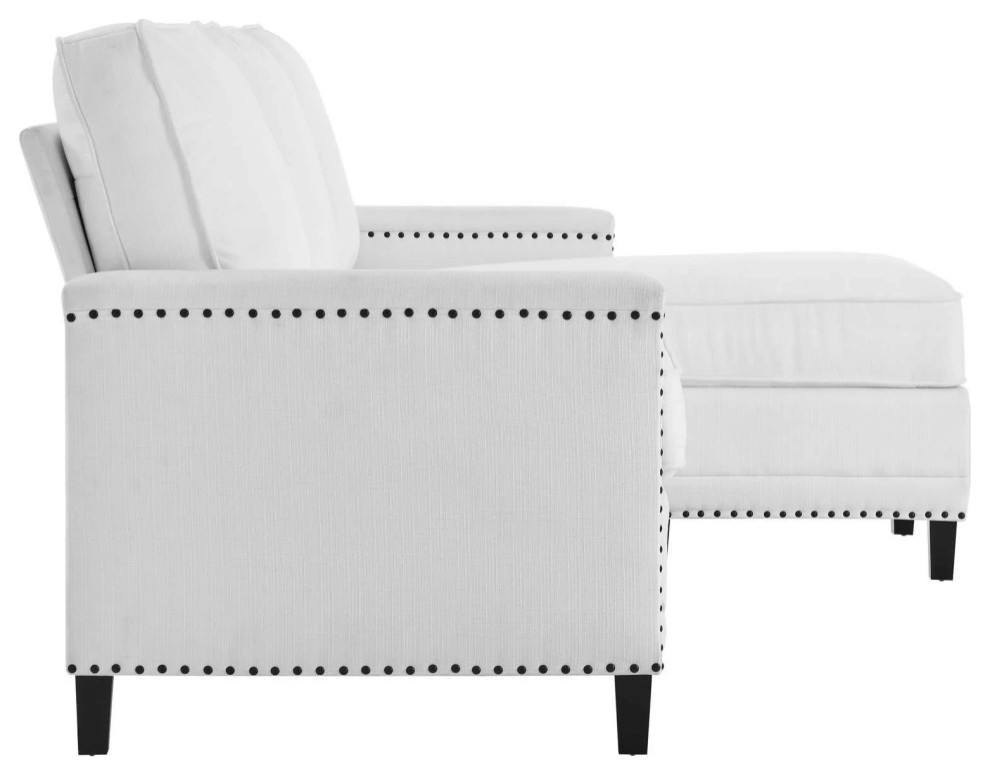 Tonnie White Upholstered Fabric Sectional Sofa   Transitional   Sectional Sofas   by Peachtree Fine Furniture  Houzz