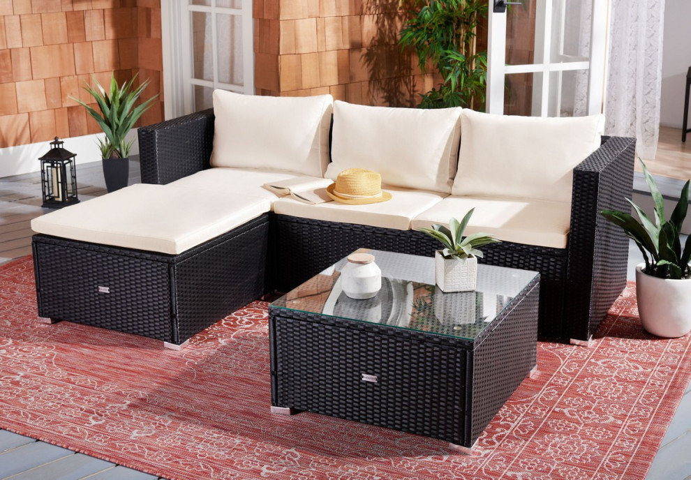 Safavieh Outdoor Madalina Living Set   Tropical   Outdoor Lounge Sets   by Safavieh  Houzz