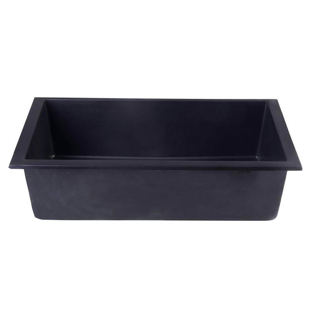 ALFI BRAND Undermount Granite Composite 29.88 in. Single Bowl Kitchen Sink in Black AB3020UM-BLA