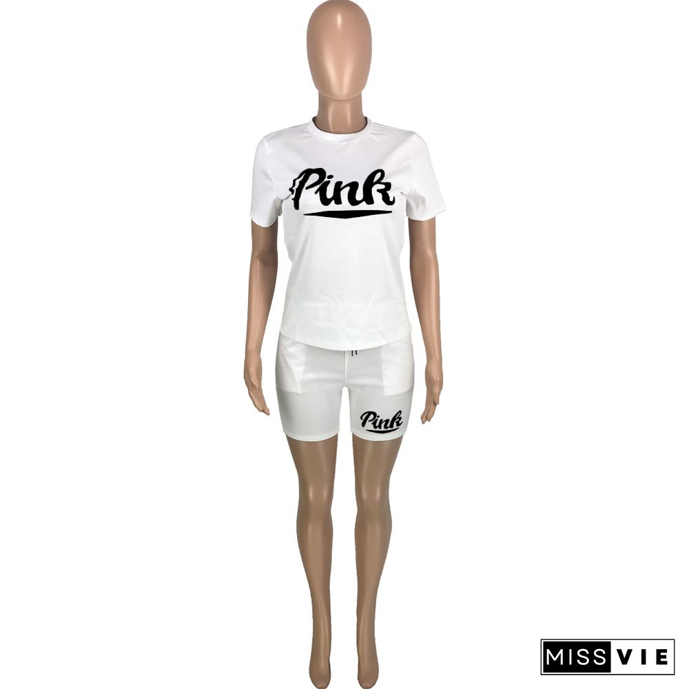 Short Sleeve T Shirt+Biker Shorts Casual Outfits