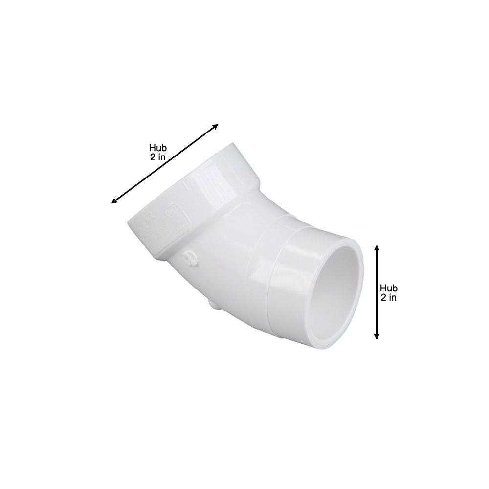 NIBCO 2 in. PVC DWV 45-Degree Spigot x Hub Street Elbow Fitting C48062HD2