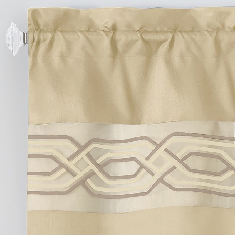 Kate Aurora Pacifico Complete 3 Piece Rod Pocket Embroidered Tier and Valance Kitchen Curtain Set