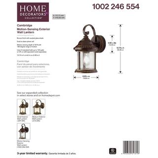 Home Decorators Collection Cambridge Bronze Motion Sensing Outdoor Coach Light Sconce GEM1691AM-6