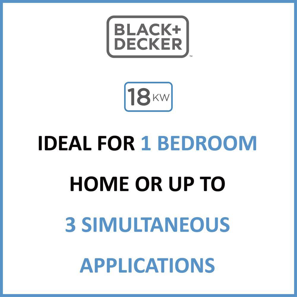 BLACK+DECKER 18 kW 3.73 GPM Residential Electric Tankless Water Heater Ideal for 1 Bedroom Home Up to 3 Simultaneous Applications BD-18HD