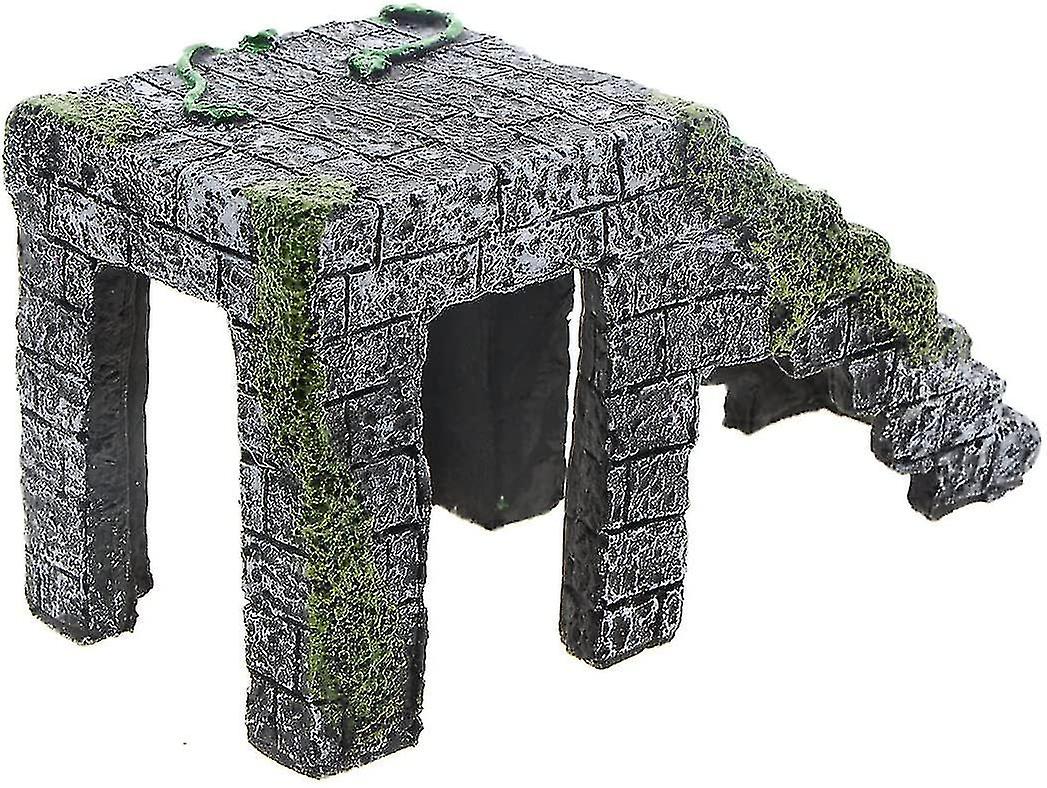 Dark Gray Green Turtle Platform，artificial Resin Platform Stairs For Tortoise Climb Stone Habitat Or