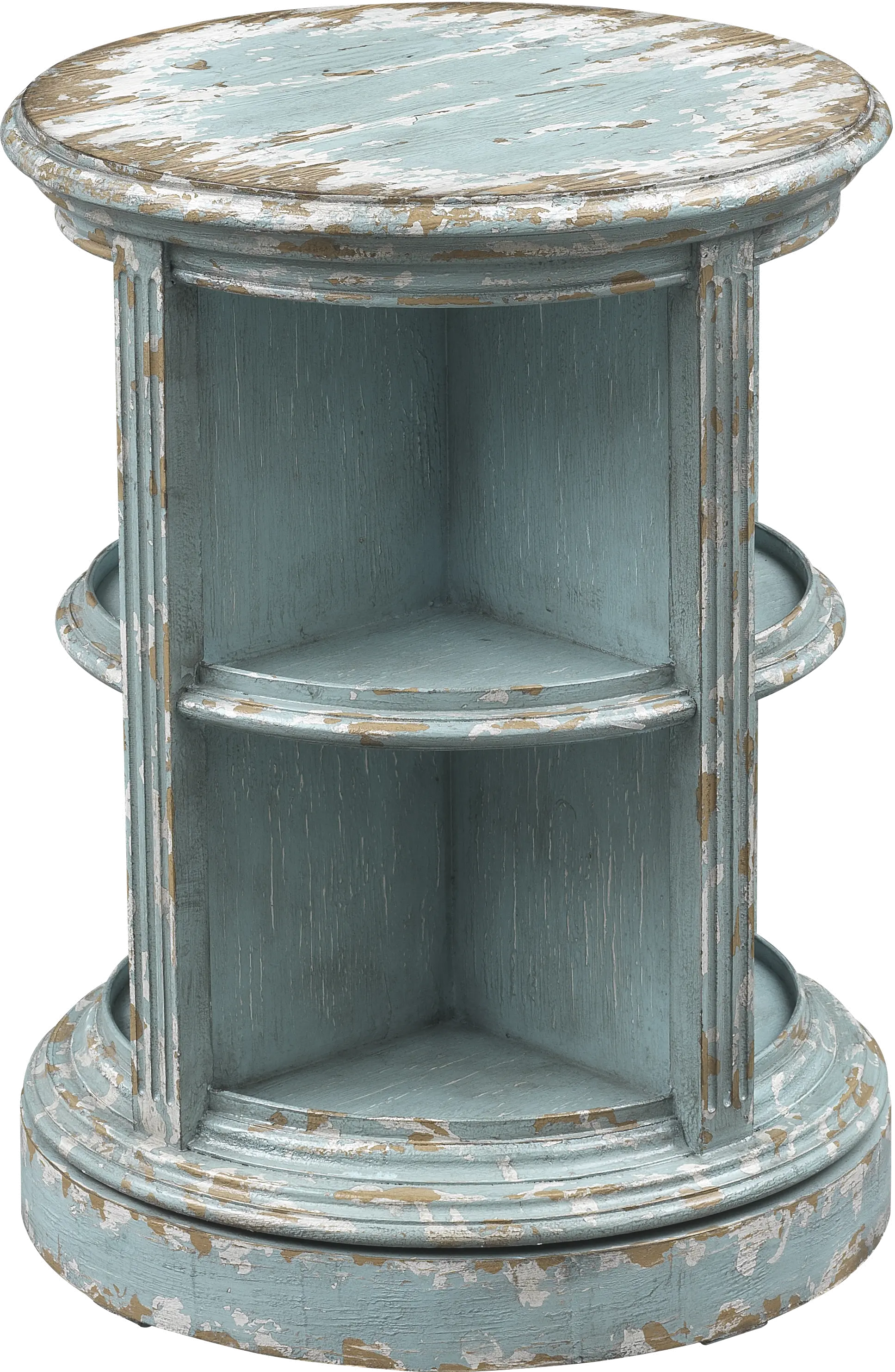 Distressed Blue Round Accent Table - Burton