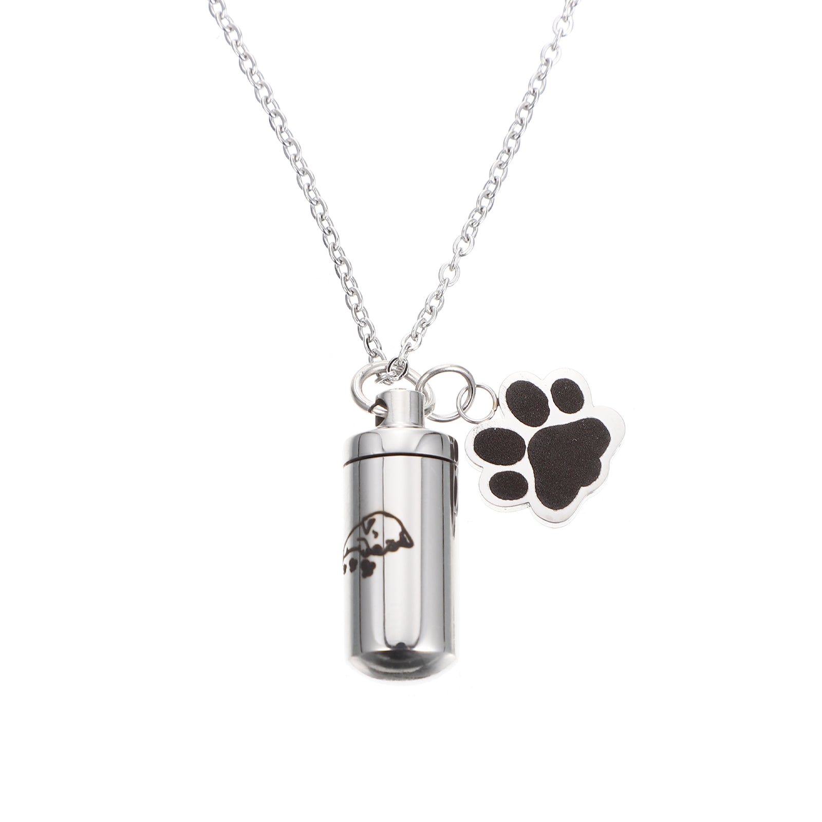 Etereauty Necklace Ashes Jewelry Cremation Urn Dog Memorial Pet Paw Keepsake Urns Lockets Necklaces Bone Ash Puppy Pendant Gifts