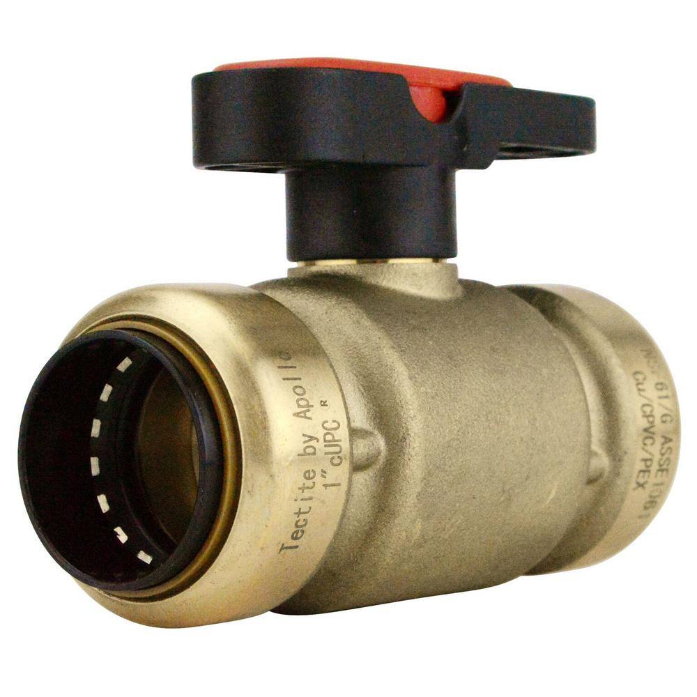 Tectite 1 in. Brass Push-To-Connect Compact Ball Valve with Lockable Handle FSBBV1TX