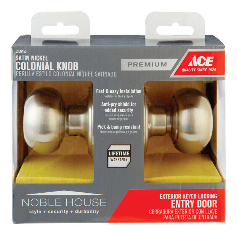 Ace Colonial Satin Nickel Entry Lockset 1-3/4 in.