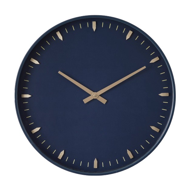 Glass Wall Clock With Gold Accents Dark Blue Olivia amp May