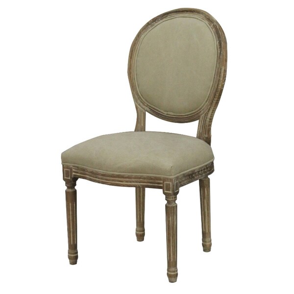 Louis French Antique Wood Tufted Oval Dining Chair