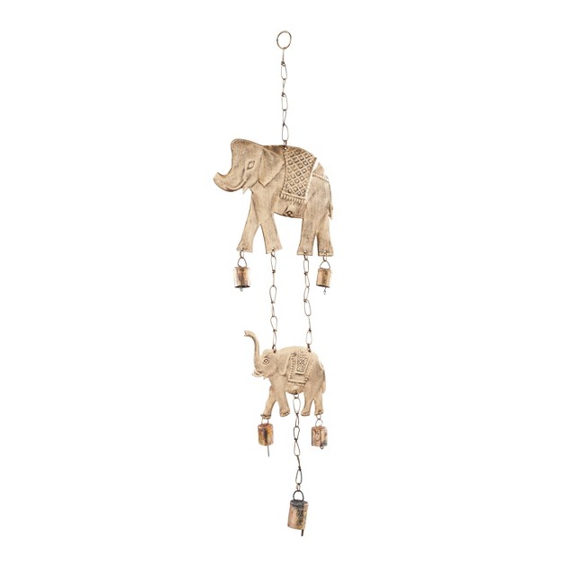 X 10 quot Eclectic Metal Elephant Windchime Brass Olivia amp May