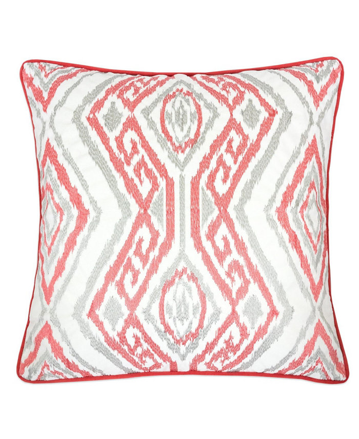 Homey Cozy Jessie Ikat Embroidery Square Decorative Throw Pillow