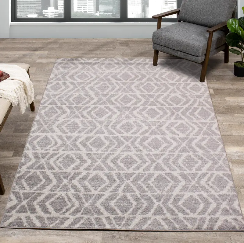 Focus 8 x 11 Contemporary Gray White Area Rug