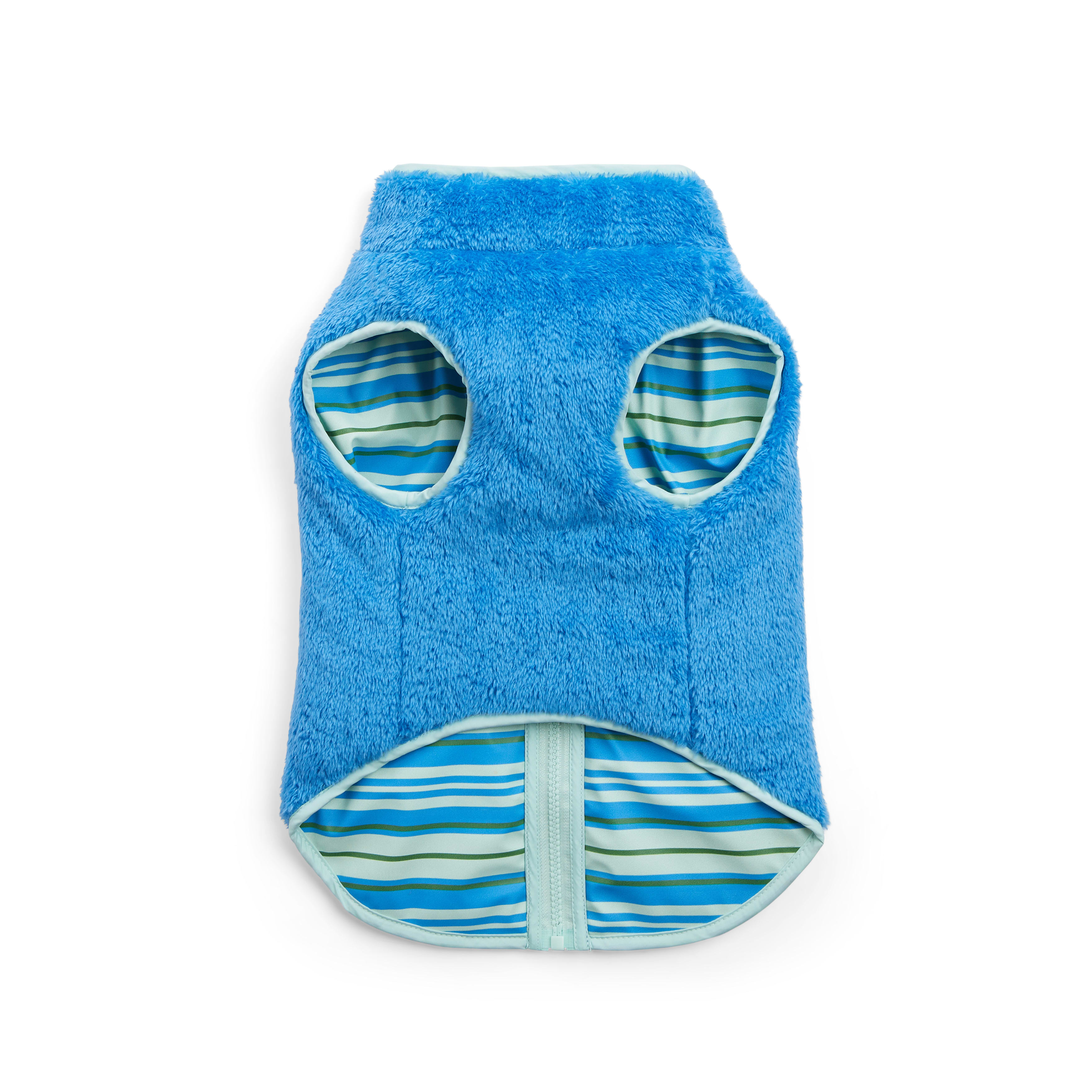 YOULY Blue Reversible Stripe Pet Jacket， XX-Small