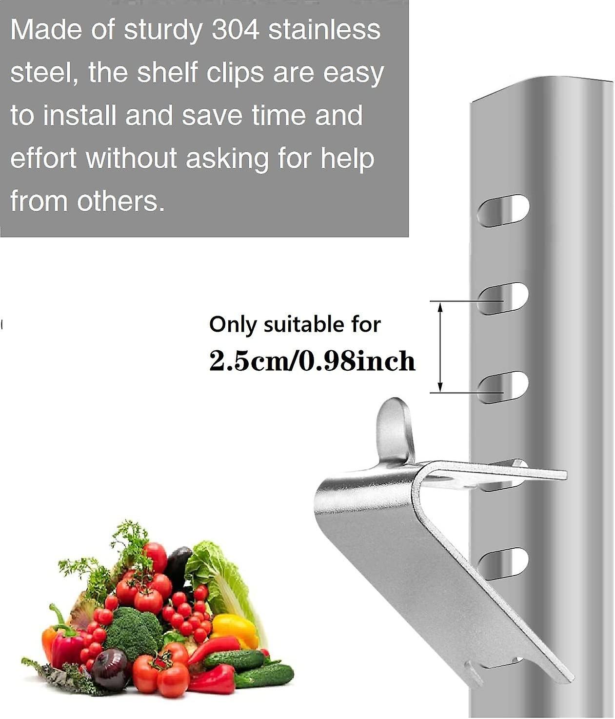 Zer Shelf Clip  Less Steel Fridge Shelf     Refrigerator Shelf Clips 1.5 Mm Thicken  Zer Shelf Brackets Silver  Er Shelf   For Refrigerator  Zer(12 Pc