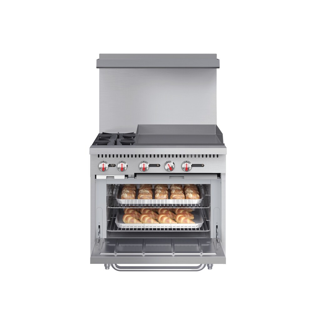 36 in. 2 Burner Commercial LP Range with 24 in. Griddle in Stainless Steel (KM CRG36 LP)