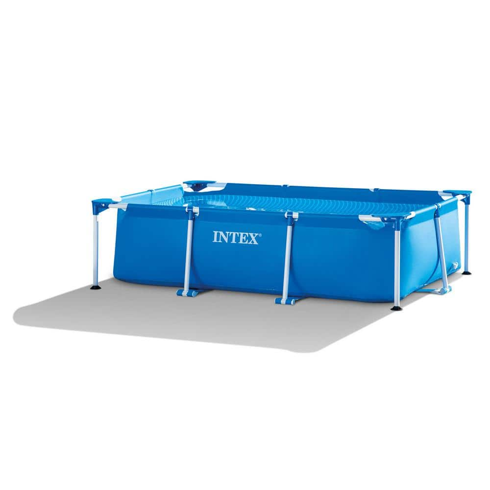 Intex 8.5 ft. x 5.3 ft. x 2.13 ft. Rectangular Frame Above Ground Swimming Pool, Blue 28271EH