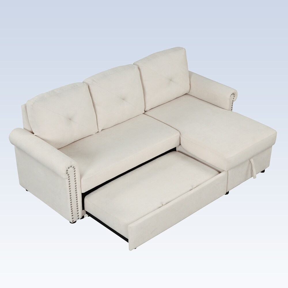 Modern Sleeper Sofa Bed Convertible Sectional Couch with Storage