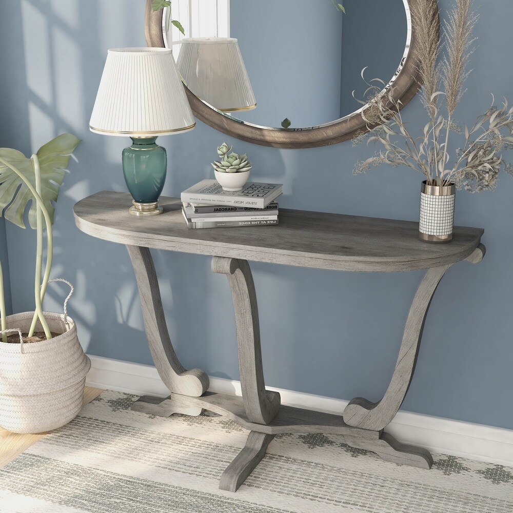 DH BASIC Farmhouse Vintage Grey Oak 48 inch Entryway Console Table by Denhour