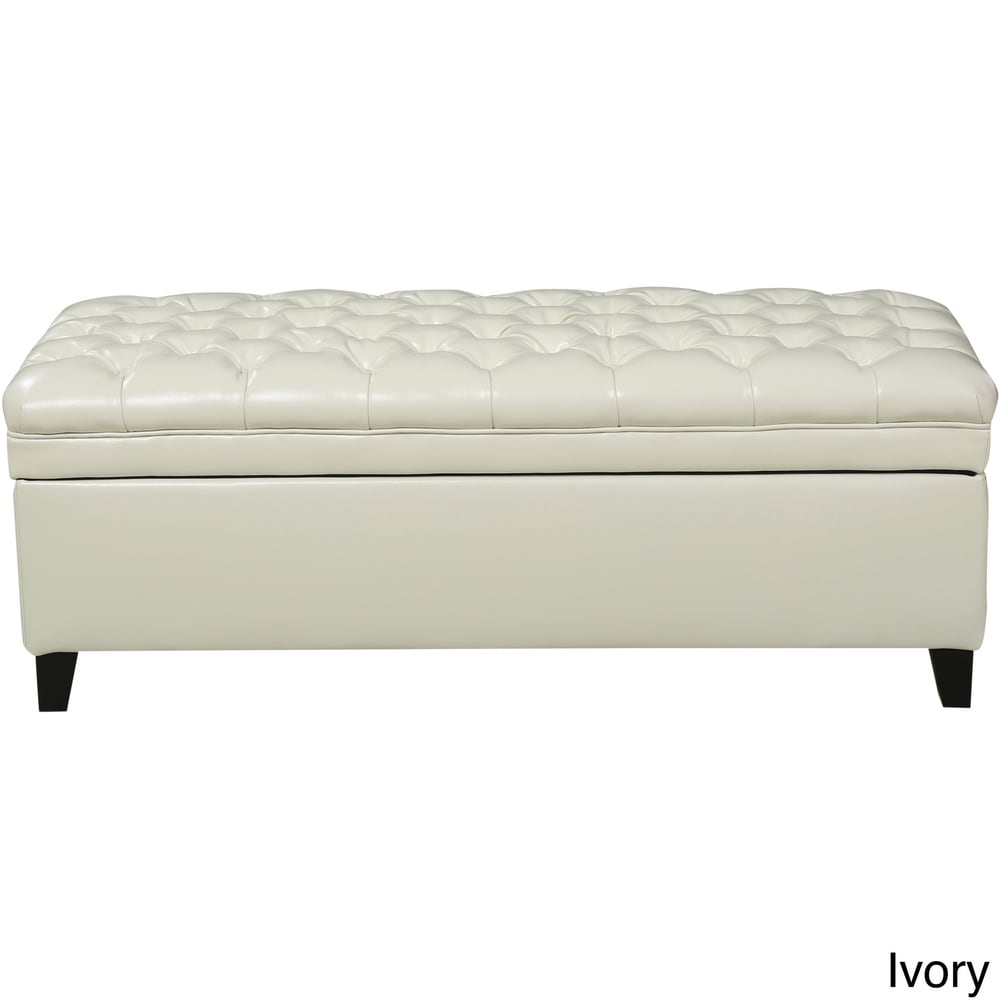 Hastings Tufted Faux Leather Storage Ottoman by Christopher Knight Home