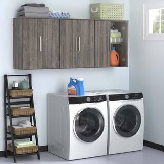 ClosetMaid Style+ 14.59 in. D x 25.12 in. W x 31.28 in. H Coastal Teak Laundry Room Floating Cabinet Kit with Modern Doors 10000-02197