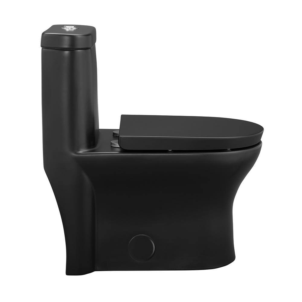 Swiss Madison Monaco 1-piece 1.11.6 GPF Dual Flush Elongated Toilet in Matte Black Seat Included SM-1T108MB