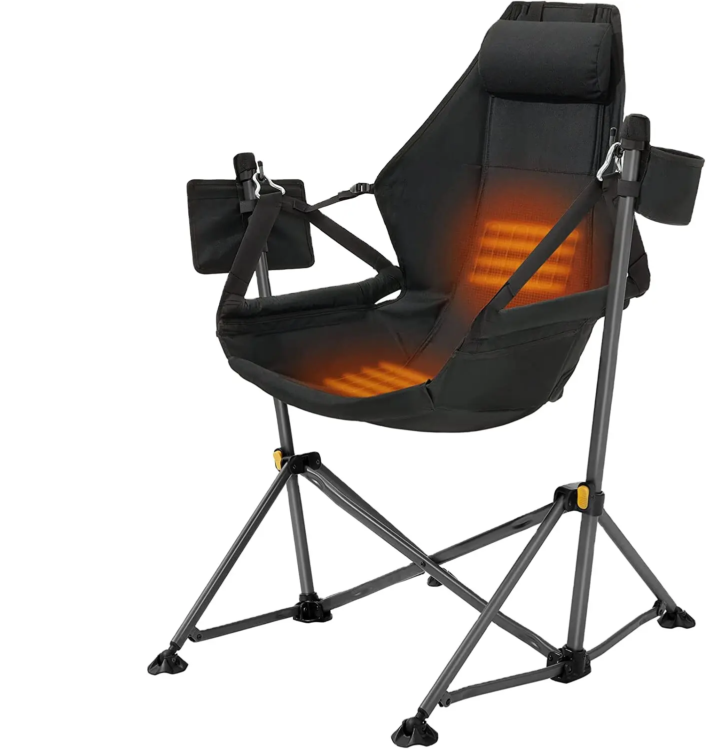 Harbour Camping Chair Heated  Portable Rocking Chair Support 300LB for Adult  Folding Swing Chair for Outdoor Indoor and Hiking