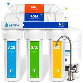 Express Water Reverse Osmosis 5 Stage Water Filtration System - with Faucet and Tank - 100 GPD RO10DBN