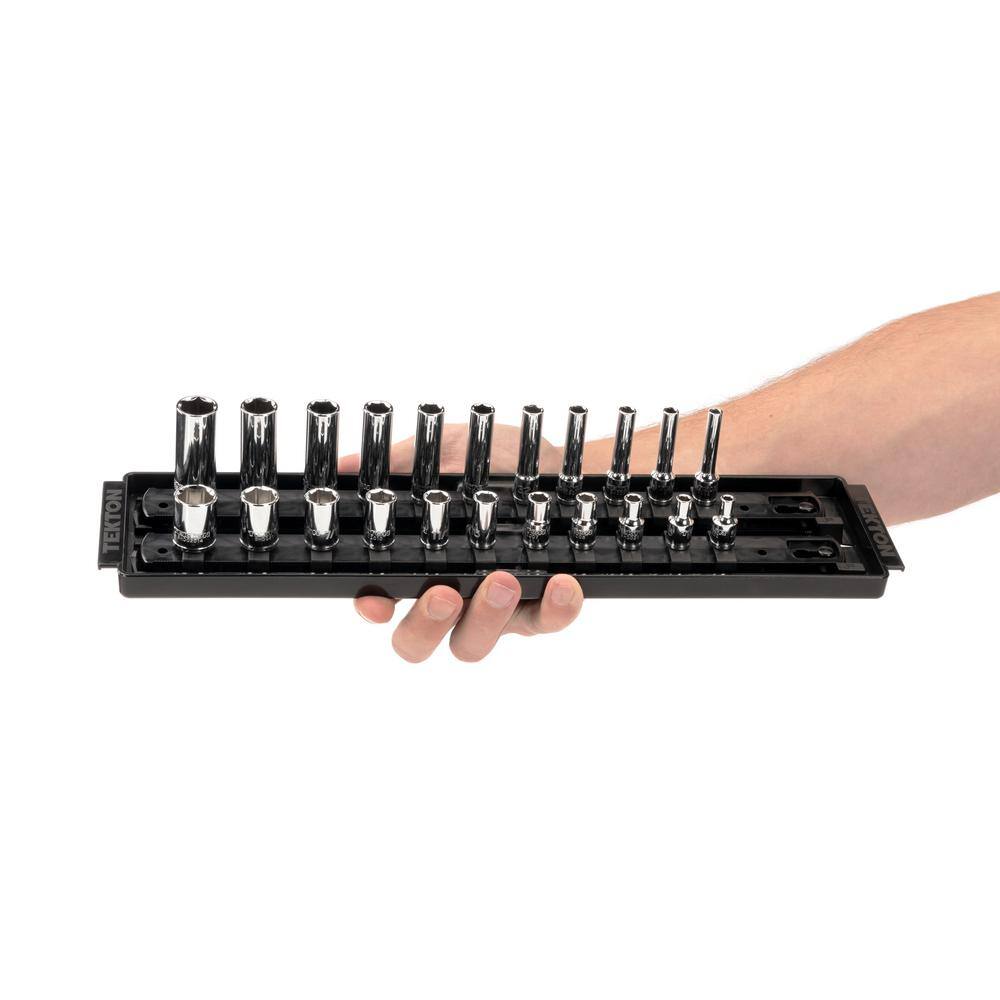 TEKTON 14 in. Drive 6-Point Socket Set with Rails (532 in.-916 in.) (22-Piece) SHD90210