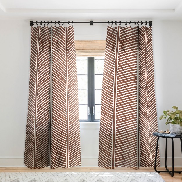 Little Arrow Design Co Organic Chevron On Brandywine Single Panel Sheer Window Curtain Deny Designs