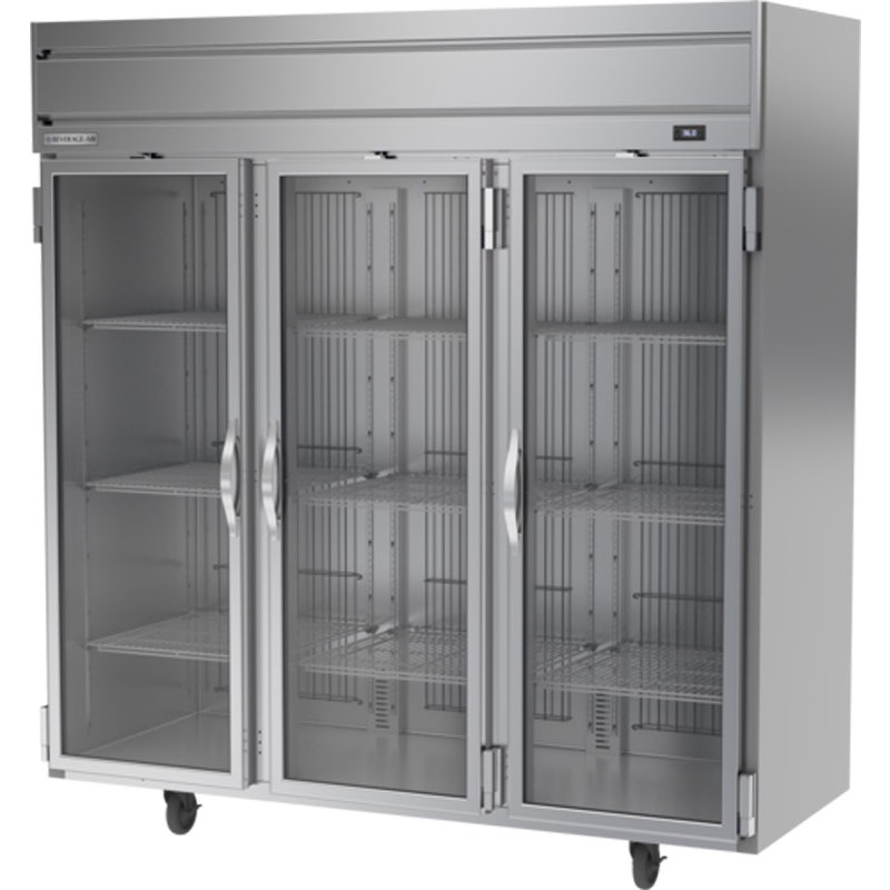 Beverage-Air HRPS3HC-1G Reach-In Refrigerator， Horizon Series， 3-Section， 3 Glass Doors， Stainless Steel