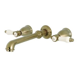 Kingston Brass Bel-Air 2-Handle Wall Mount Bathroom Faucet in Brushed Brass HKS7127BPL