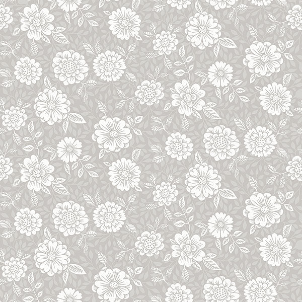 Sample Lizette Grey Charming Floral Wallpaper