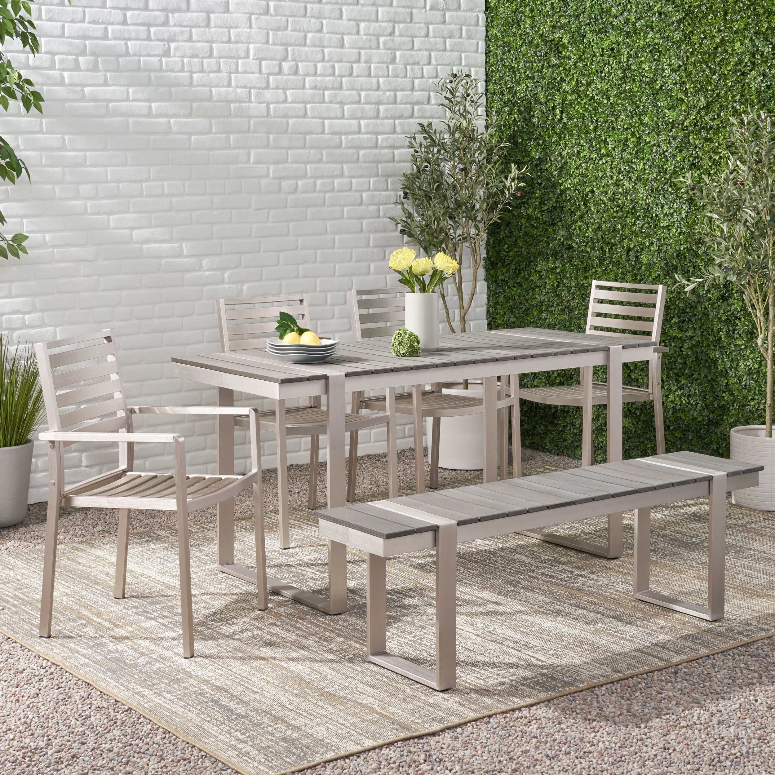 Caney Outdoor 6 Piece Aluminum Dining Set