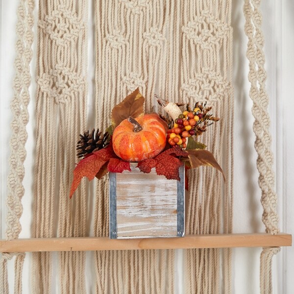 8 Fall Pumpkin，Gourd，Berries and Pinecones Artificial Arrangement