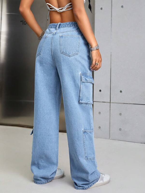 Flap Pocket Cargo Jeans