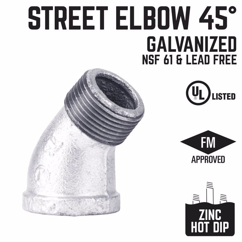 ELBOW ST GALV 45 1/2