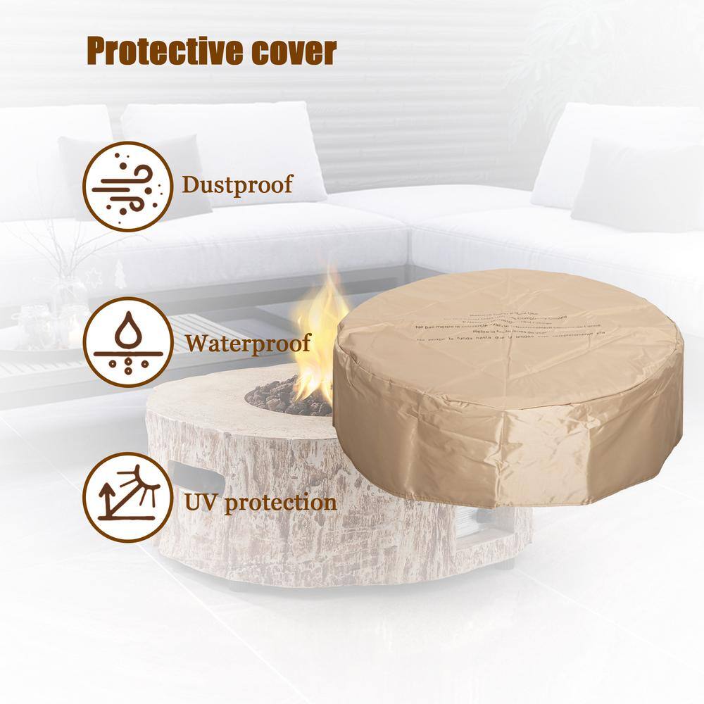 Clihome Outdoor Living Light Brown 28 in. Round Outdoor Gas Fire Pit Suitable for the Garden or Balcony CL-FP06-B